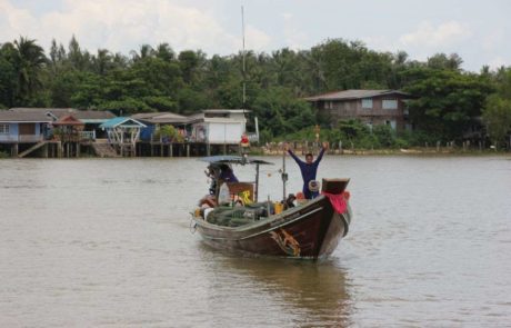 Boot im Ta Pi Fluss in Surat Thani
